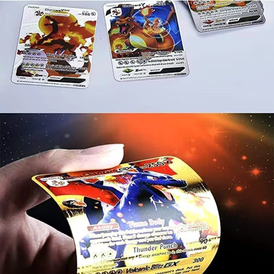 Silver Pokemon Cards Set (55 pcs) - Including Vmax Rares V Series GX EX Rares Charizard Common Cards