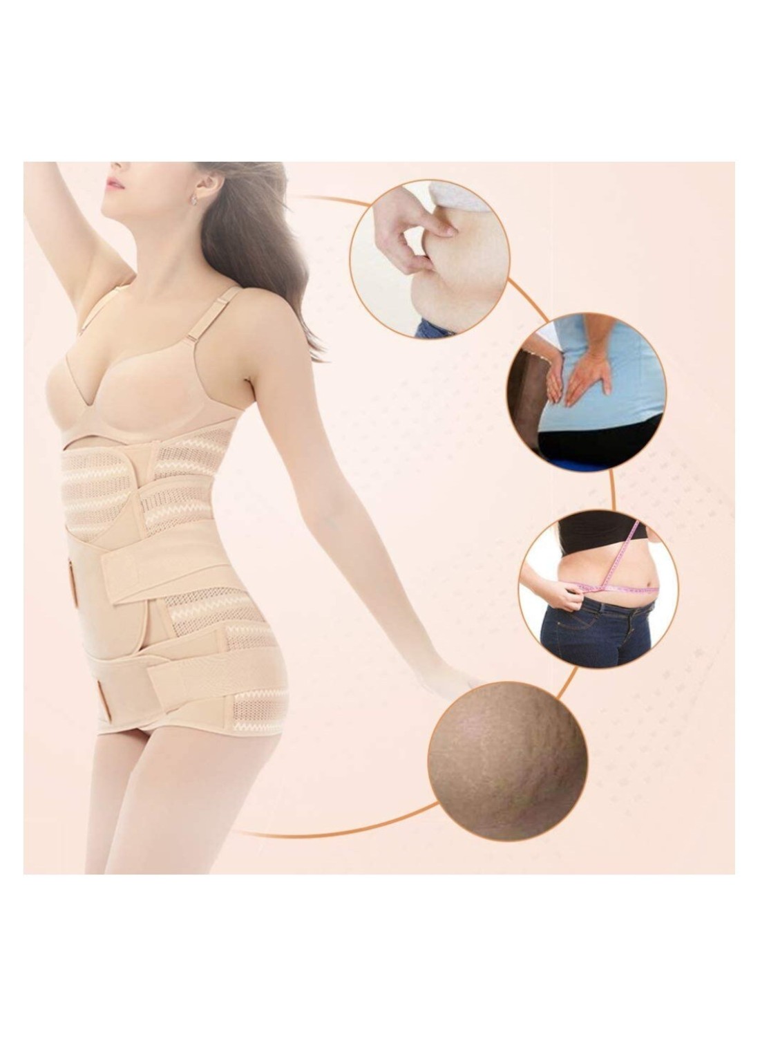 3 in 1 Postpartum Belt - Breathable Postpartum Recovery Postnatal Corset Belt after Pregnancy Maternity, Deep Skin