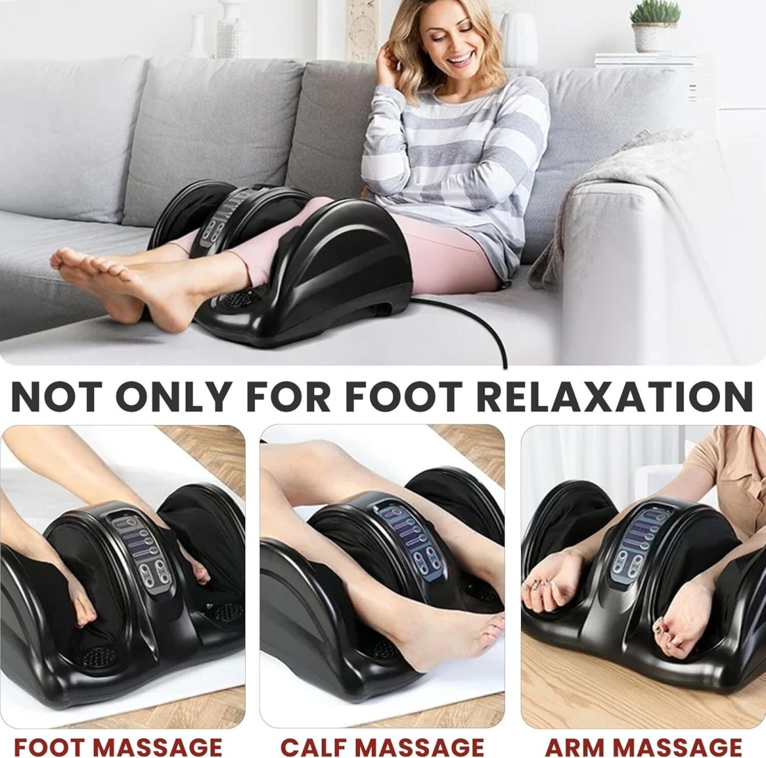 Foot & Leg Massager – Deep Tissue Finger Pressure Calf & Foot Massage Machine, Reflexology Therapy for Circulation & Pain Relief, Adjustable Speed & Heat