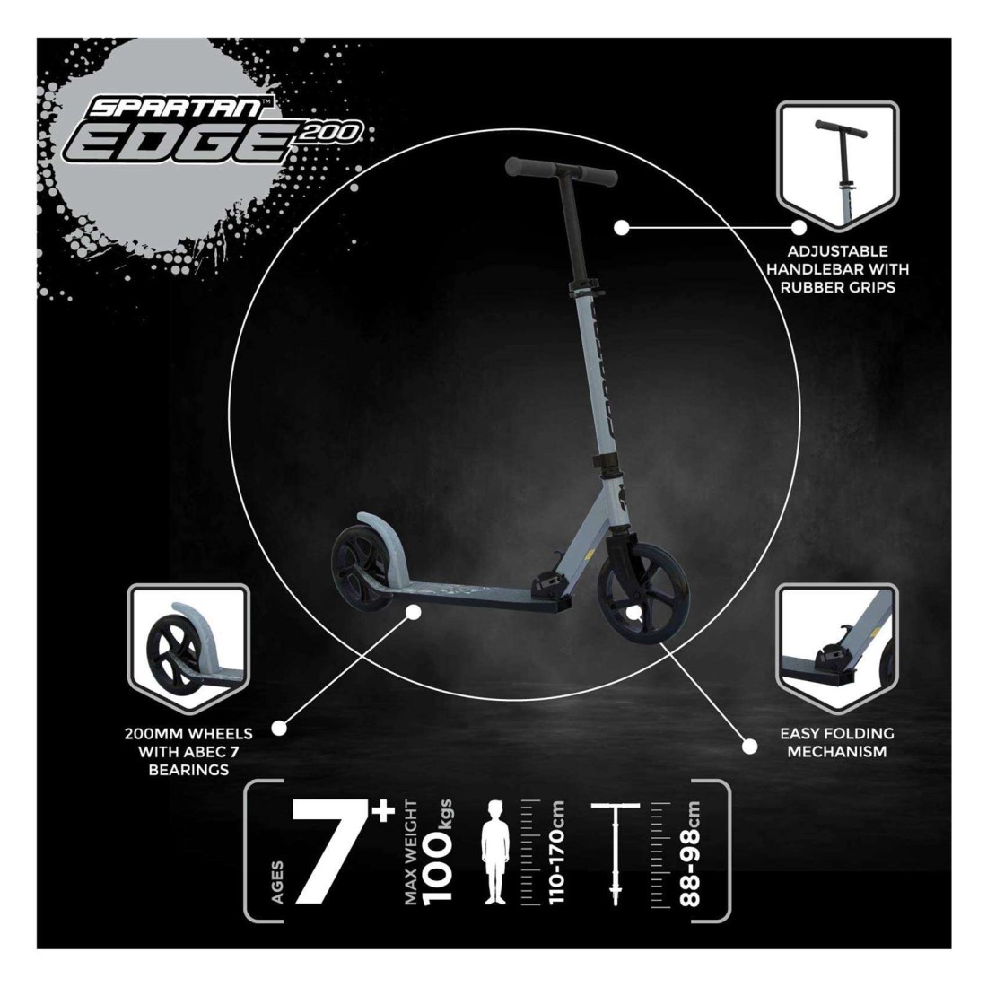 Spartan Falcon Folding Scooter White 200mm