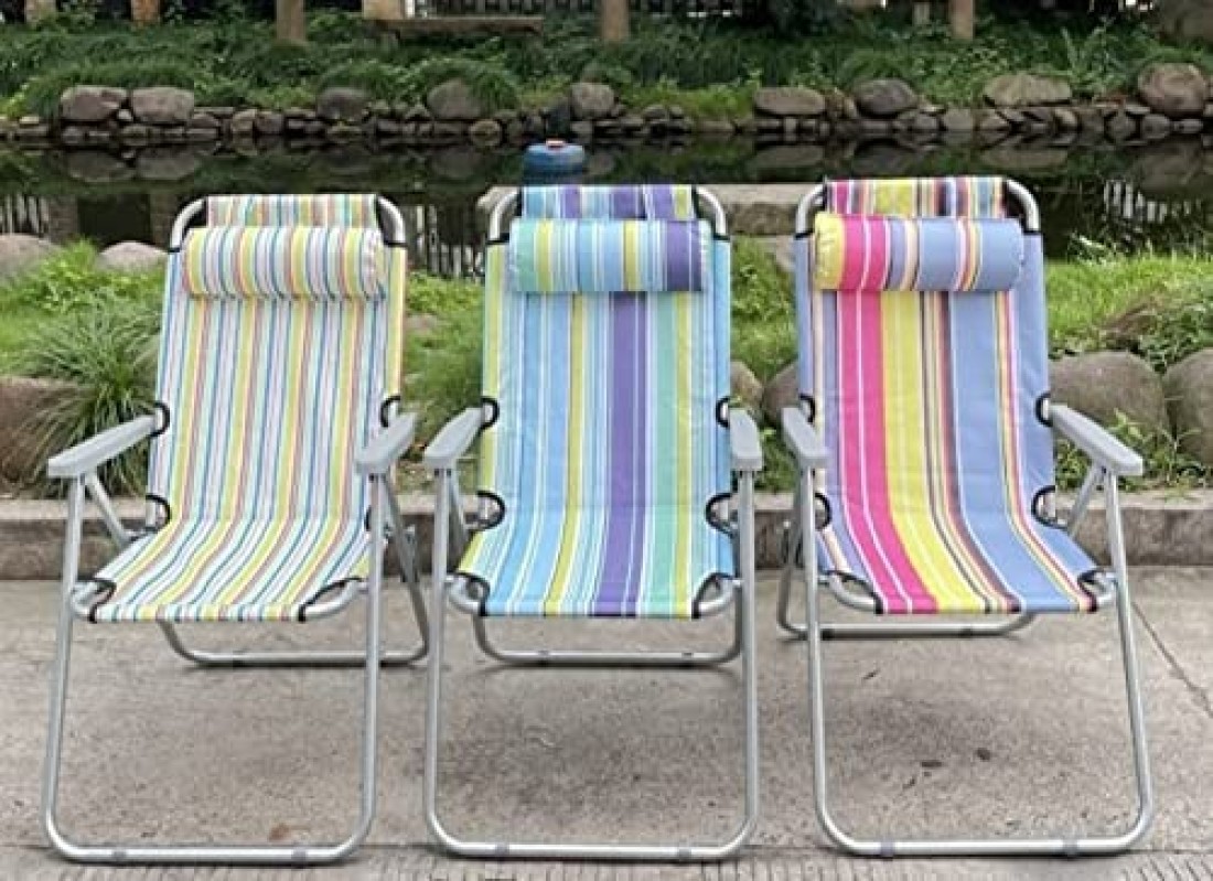 GO2CAMPS Camping Chair with Headrest-Folding Camping Chair-Picnic Chair High Quality Beach Chair for Garden Balcony or Festivals Outdoor Collapsable Chair as Fishing Chair,Festival Chair (Multicolour)