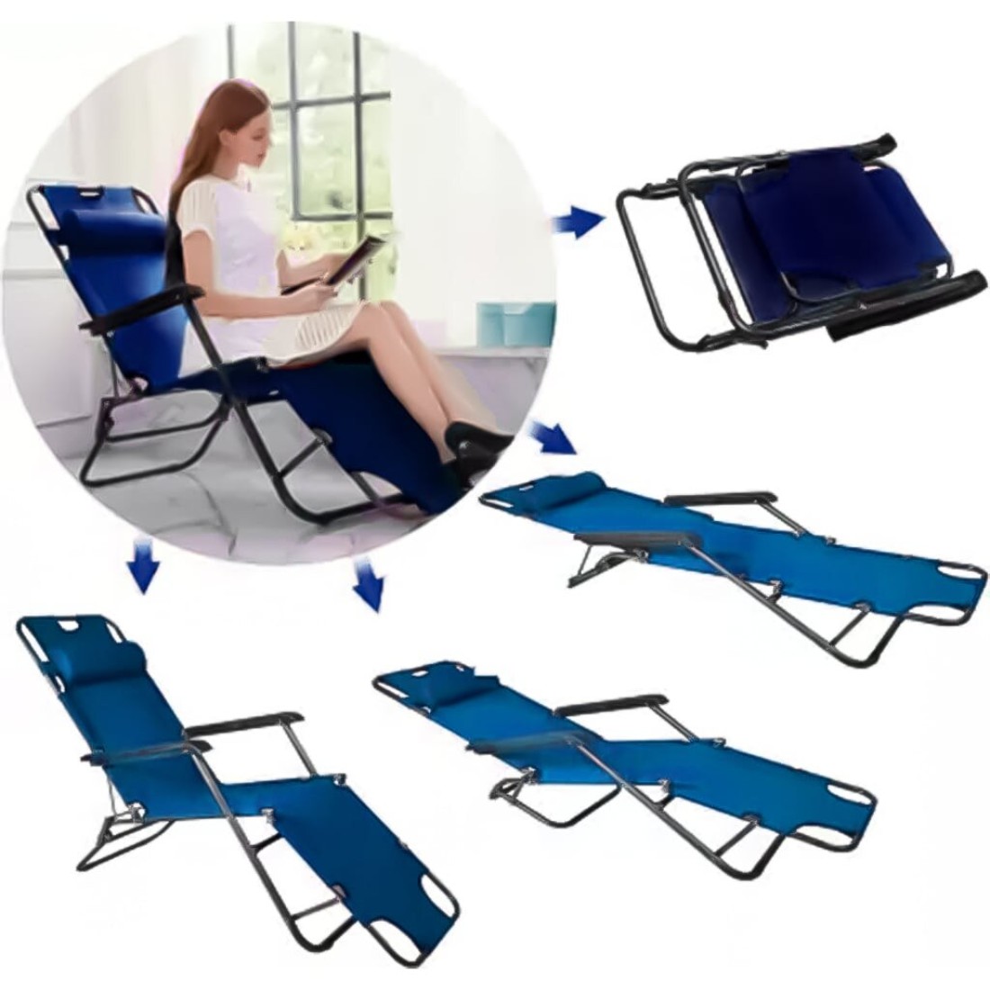 LB-20455 Folding Camping Chairs For Adults For Beach And Picnic - Dark Blue