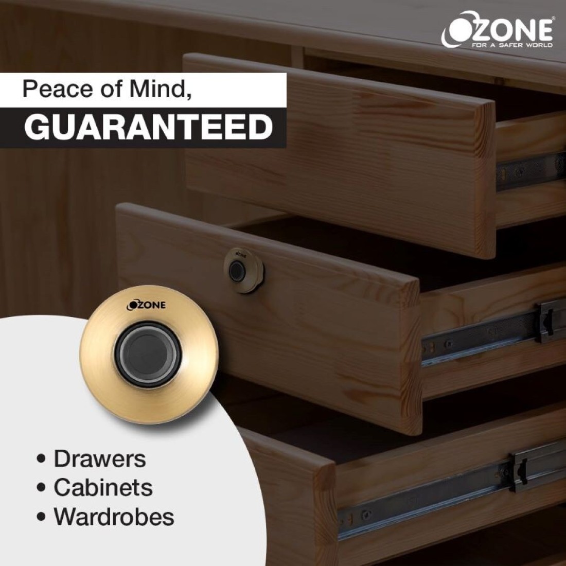 Ozone OZFL-55-F Fingerprint Access Automatic Locking System Smart Digital Furniture Lock (Antique Bronze)