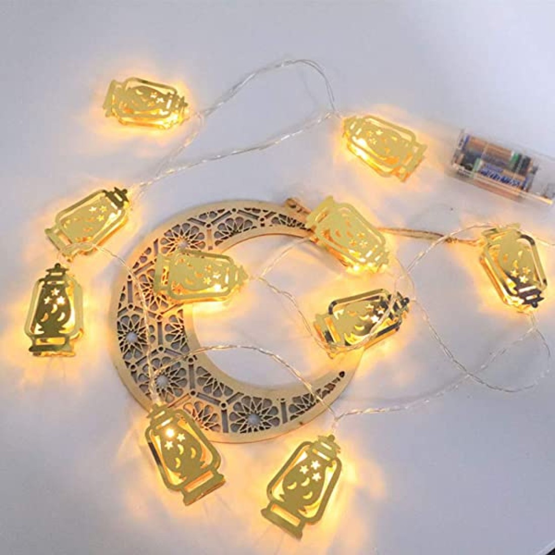 Aiwanto Ramadan Light Decoration Eid Decorations-Mini Gold Lightings Decorations for Home Book Stand Decoration Lightings