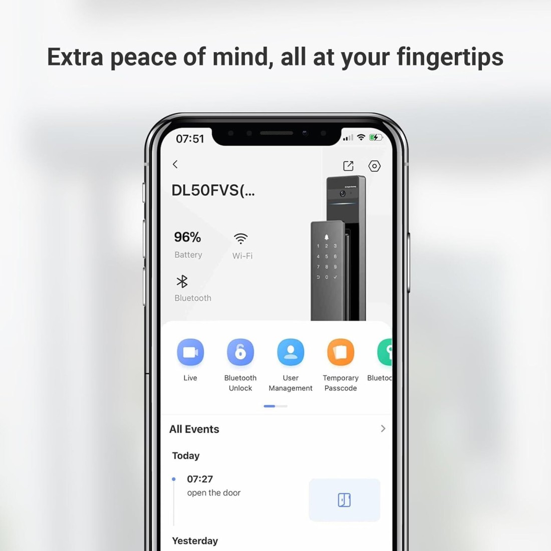 EZVIZ Smart Lock DL50FVS, 8-in-1 Keyless Entry Door Lock, 3D Face Recognition, Built-in 8GB storage, 2-meter Night Vision, App Remote Control