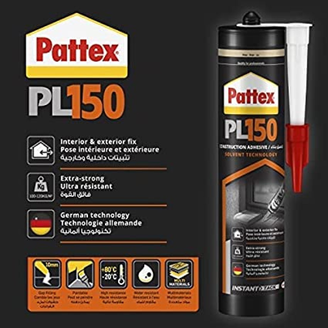 ABBASALI PATTEX PL 150 STRUCTURAL ADHESIVE 380GM TUBE WITH SILICON GUN ORANGE