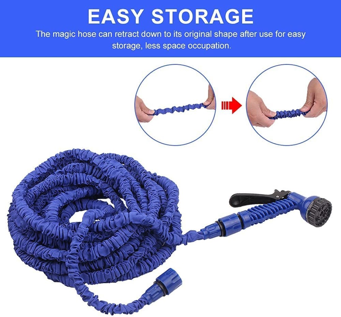 3 Times Expandable Flexible Garden Hose Leak-Proof High-Pressure Telescopic Hose No Kinks Flexible Hose with 7 Functional Spray Nozzles Used for Car Wash Watering (100FT / 30M)
