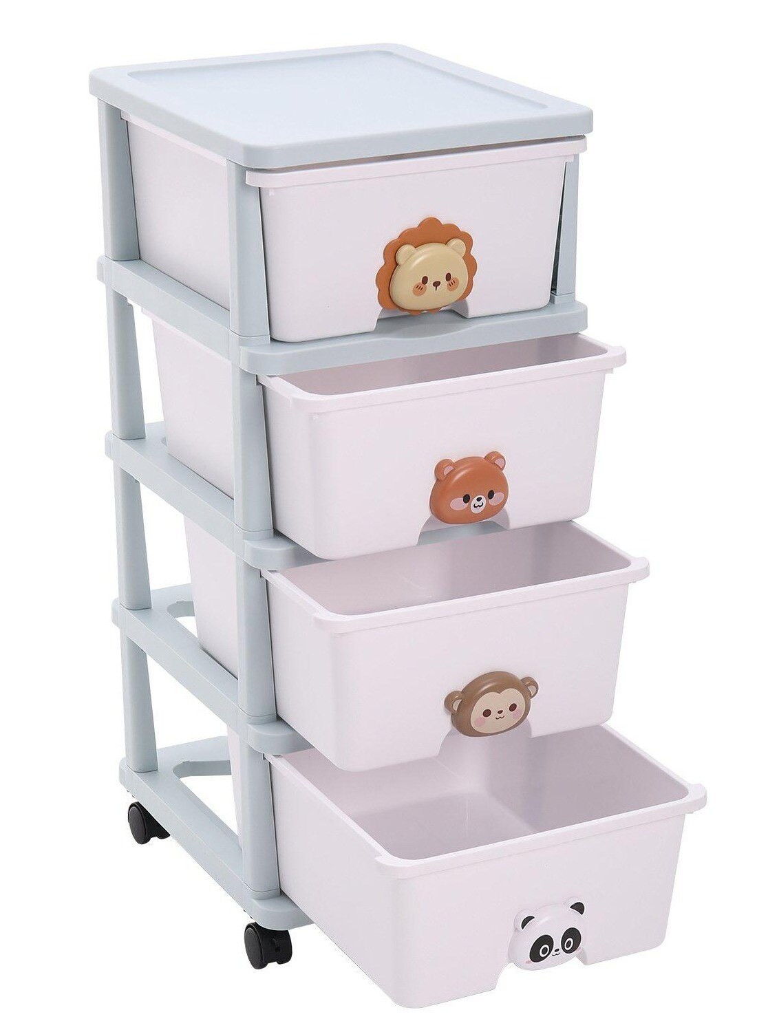 Cozy Nest 4-Layer Children's Toy Plastic Rolling Drawer Clothes Storage Box Organizer With Wheels For Office Kitchen Container Bathroom Living or Playroom Study