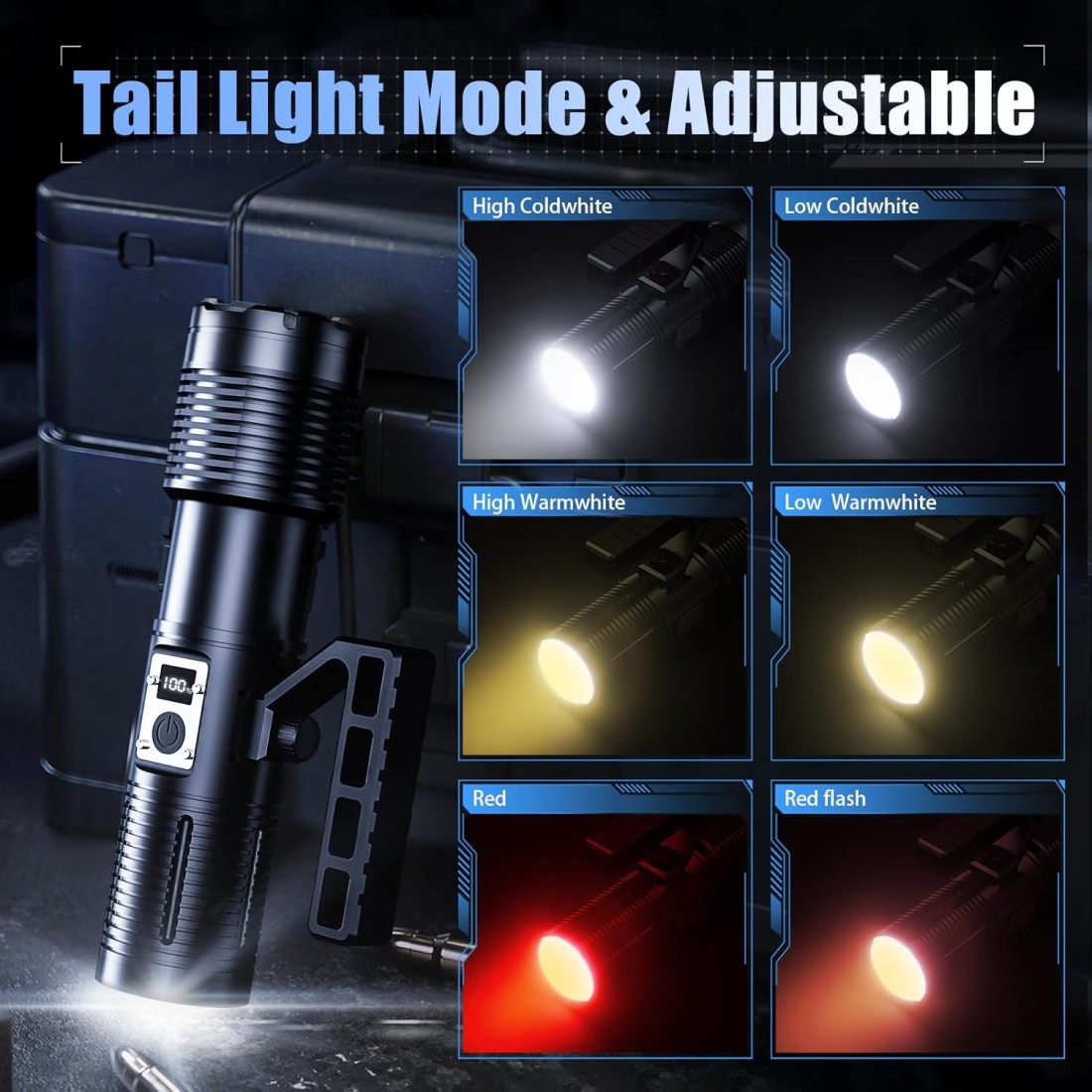 P160 Super Bright LED Flashlight - 80W Heavy Duty, 100,000 Lumen High-Power Handheld Aluminum Alloy Torch for Outdoor, Tactical, and Emergency Use