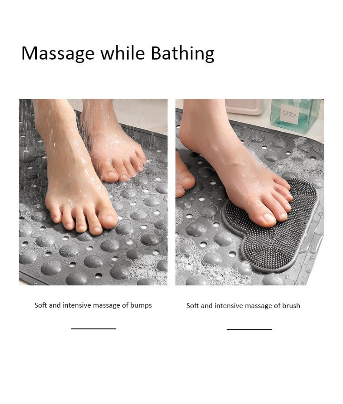 Anti-Slip Massage Bathroom Bath Tub Mats with Suction Cup and Drain Hole Quick Drying Shower Floor Mat (40×70CM)