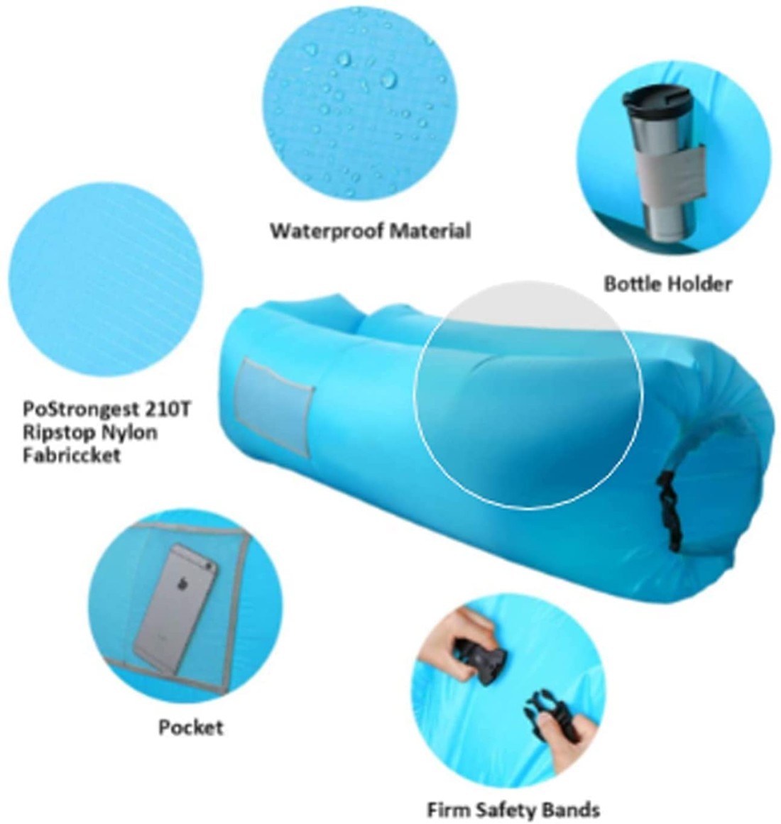 Portable Inflatable Air Bed Sofa Outdoor Beach Camping Sleeping Bag Couch Lounger Chair Sleeping Bag Air Chair for Travelling, Camping, Hiking and Beach Parties