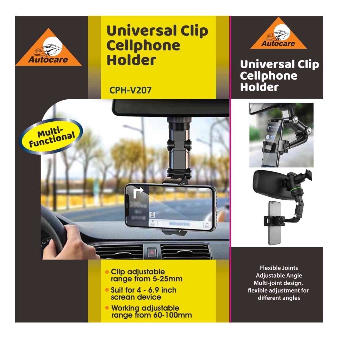 Autocare Adjustable View Mirror Universal Clip Cellphone Holder CPH-V207