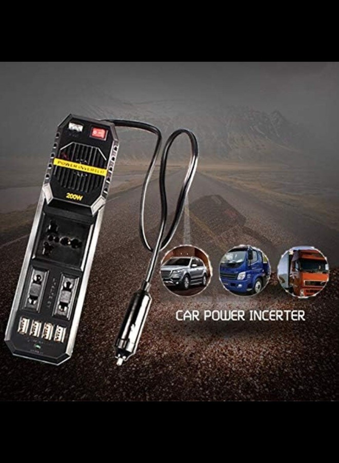 200W Mini Car Vehicle Inverter DC 12V to AC 220V USB Output High-power Power Inverter Small Car Special Edition – Black