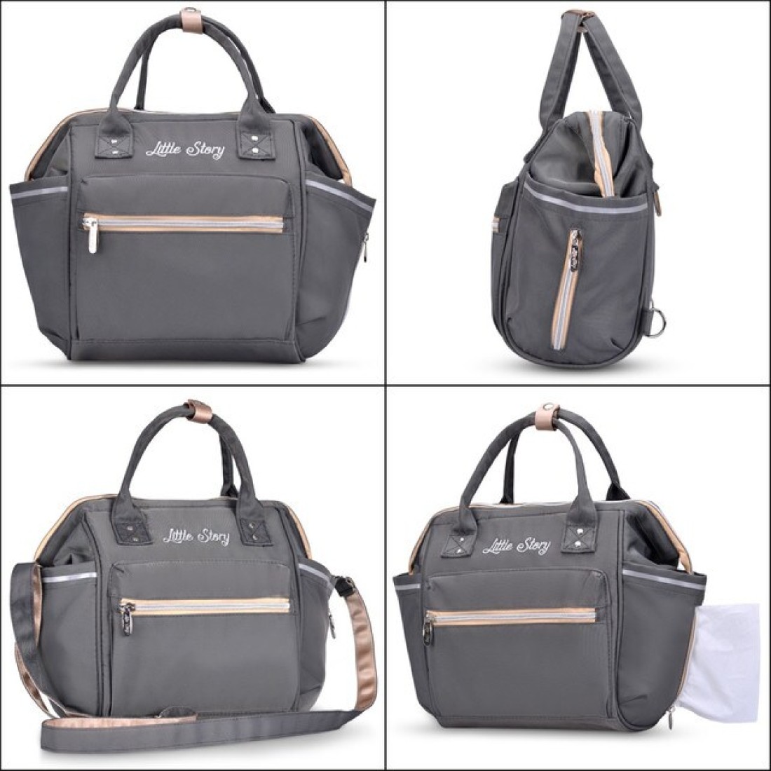 Teknum Pack and Go Foldable Car Seat w / Ace Diaper Bag - Grey