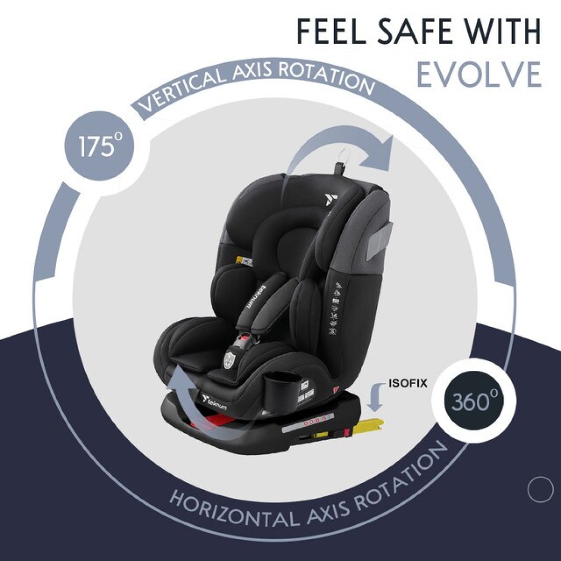 Teknum Evolve 360&deg; Car Seat 0 - 12yrs Black with Isofix
