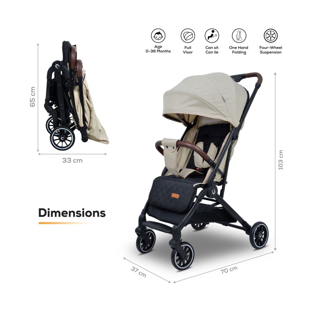 Nurtur Baby Stroller T208-NR3 Beige