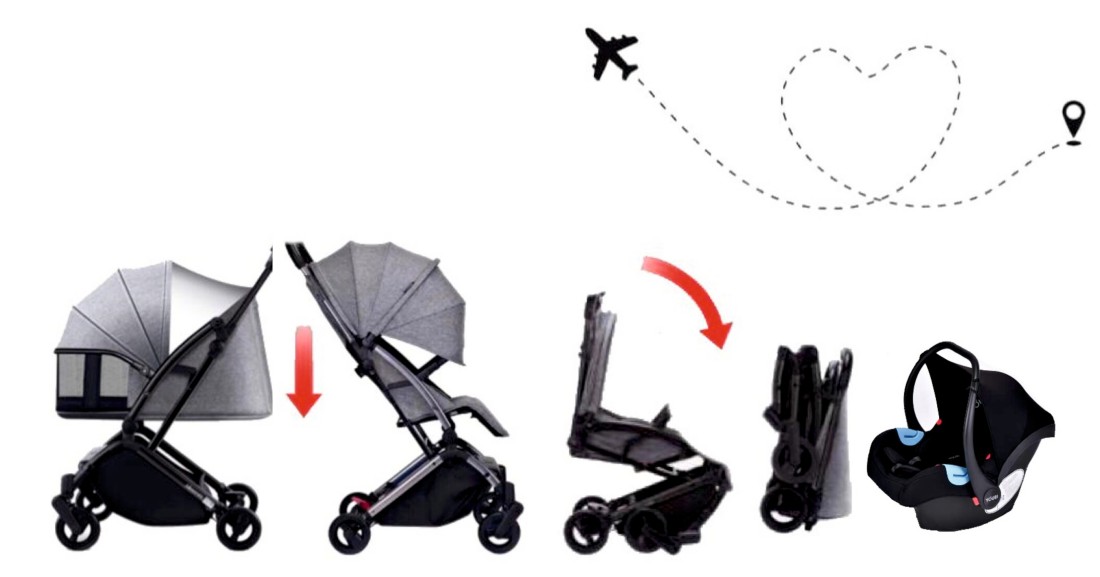 Youbi Toddler German Travel System with New Born Attachment - Grey