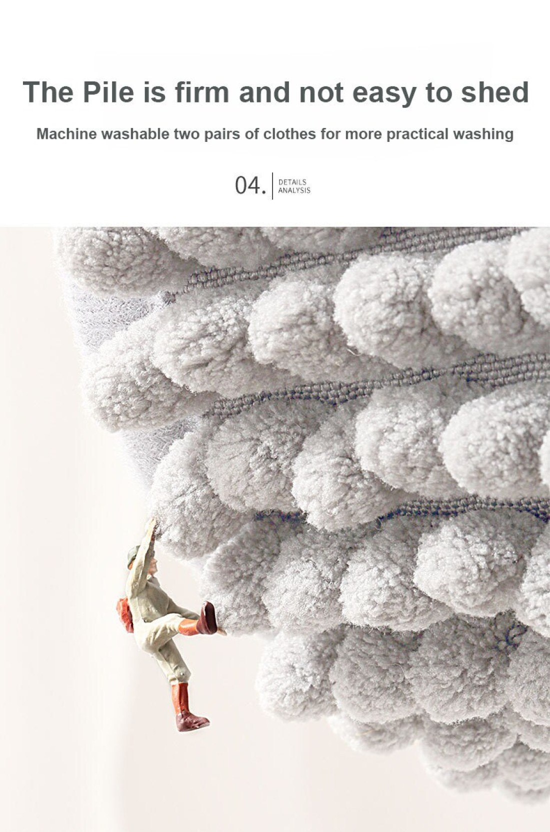 Mei Lifestyle Soft Microfiber Bath Mat, Quick-Dry, Absorbent Chenille with Rubber Backin, Machine Washable Bathroom Mat, Grey