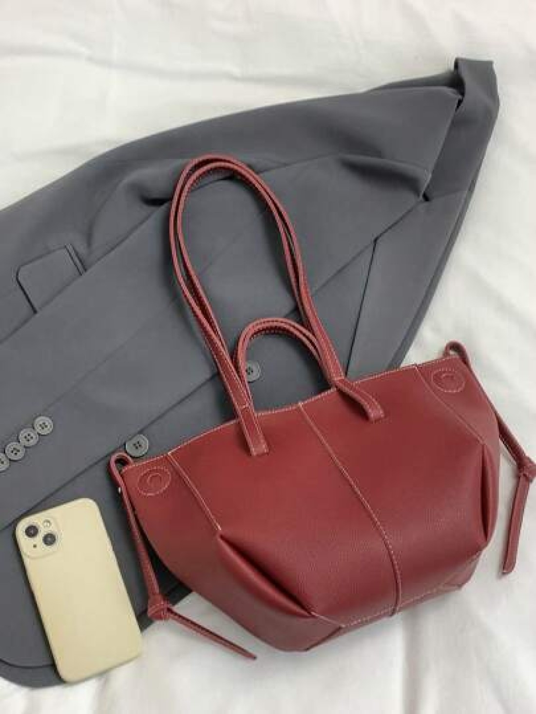 New Casual Minimalist Fashion Versatile Large Capacity Tote Handbag With Shoulder Strap