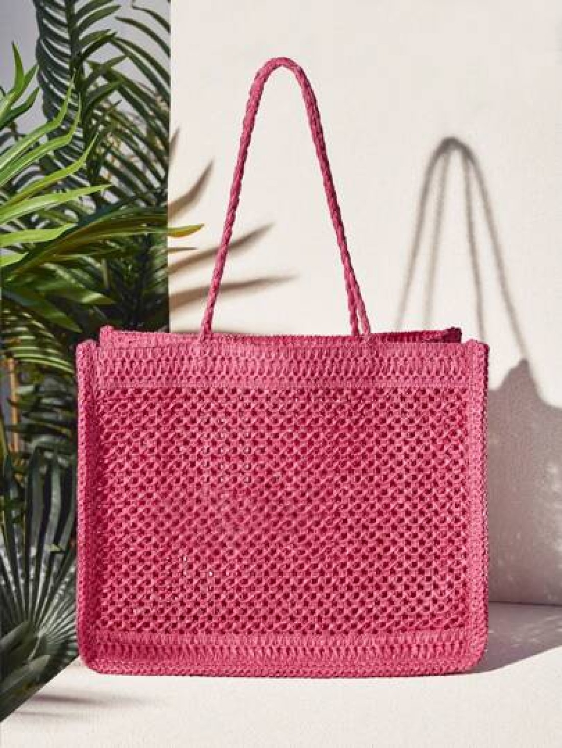 SHEIN VCAY Vacation Casual Letter Embroidery Hollow Out Tote Bag