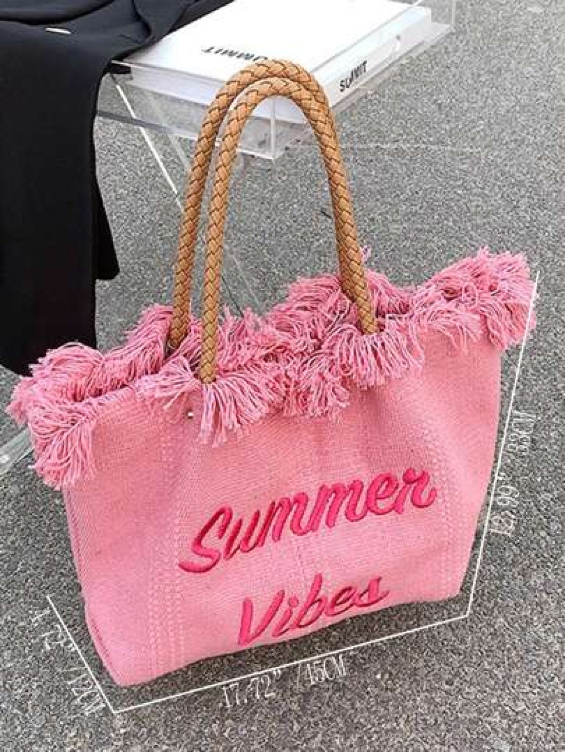Fashionable Large Capacity Letter Tassel Canvas Tote Bag Simple And Perfect For Shopping And Commuting School Supplies School Bag School Tote Bag Back To School Large Capacity Suitable For Teen Girls
