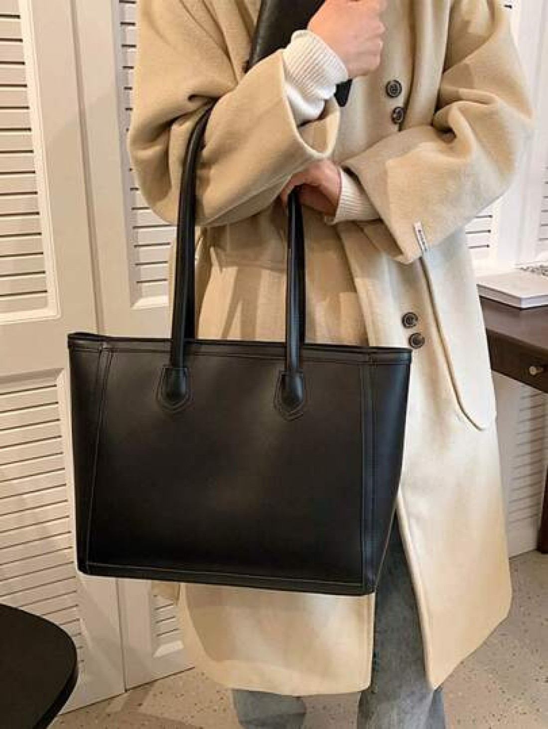 Lightweight Business Casual Stitch Detail Shoulder Tote Bag For Women Rookies White Collar Workers For Teen Girls Women College Students Rookies White Collar Workers Perfect For Office College Work Bu