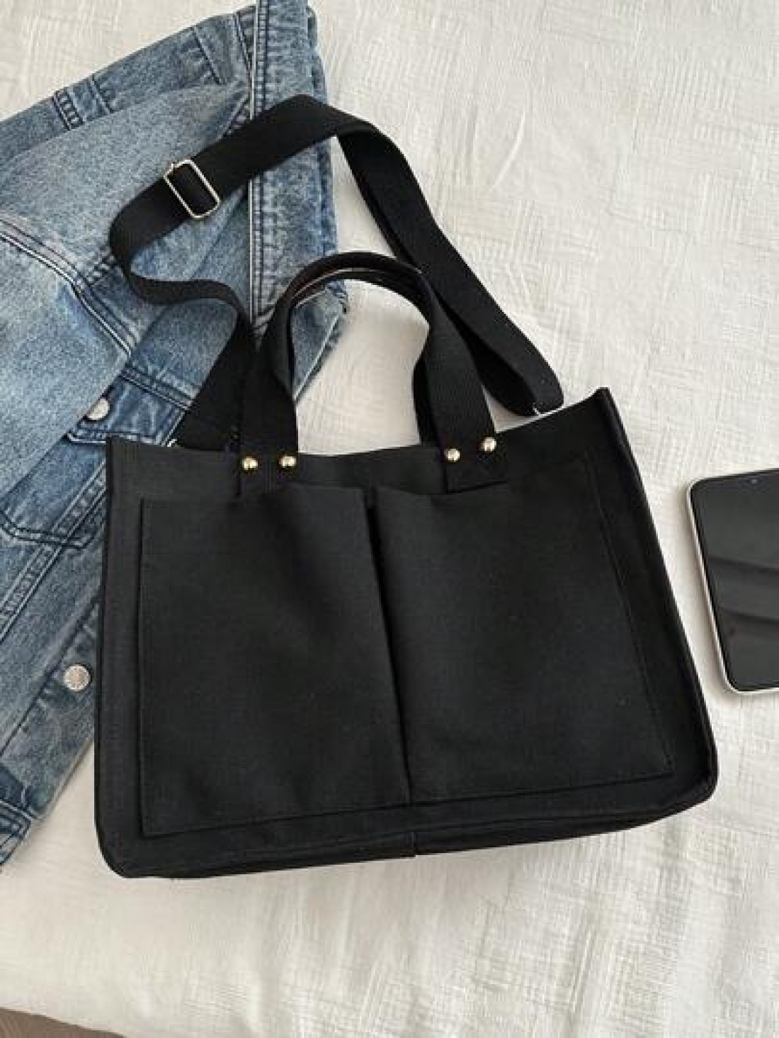 1 Stylish High Capacity Portable Shoulder Bag Simple Canvas Multi Pocket Diagonal Backpack Suitable For School Travel Tote Bag Tote Bags For School Tote Bags For Students Multiple Compartments Perfect