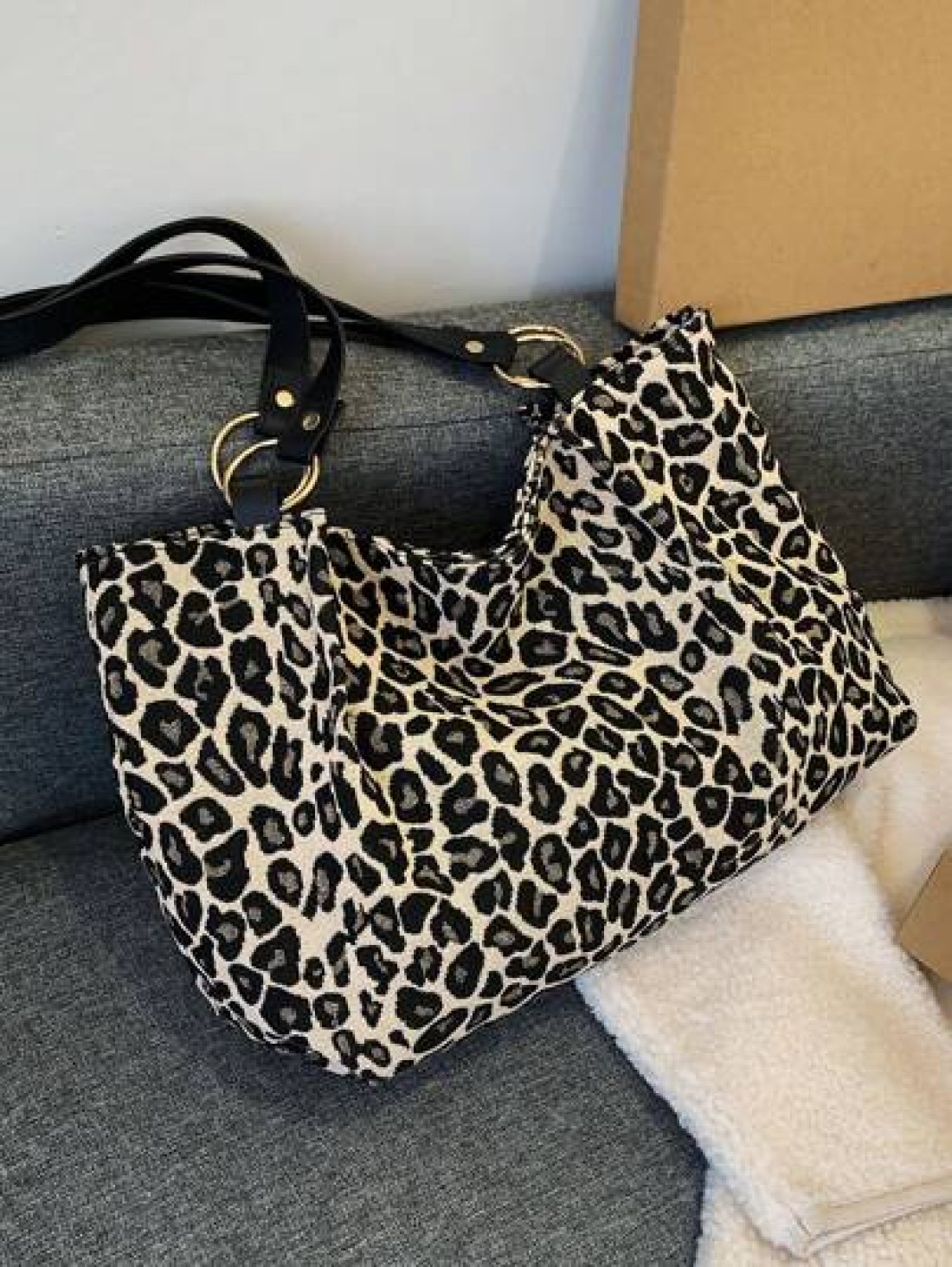 New Fashion Leopard Print Large Capacity Shoulder Under Arm Casual School Tote Bag Fashion Leopard Print Bag