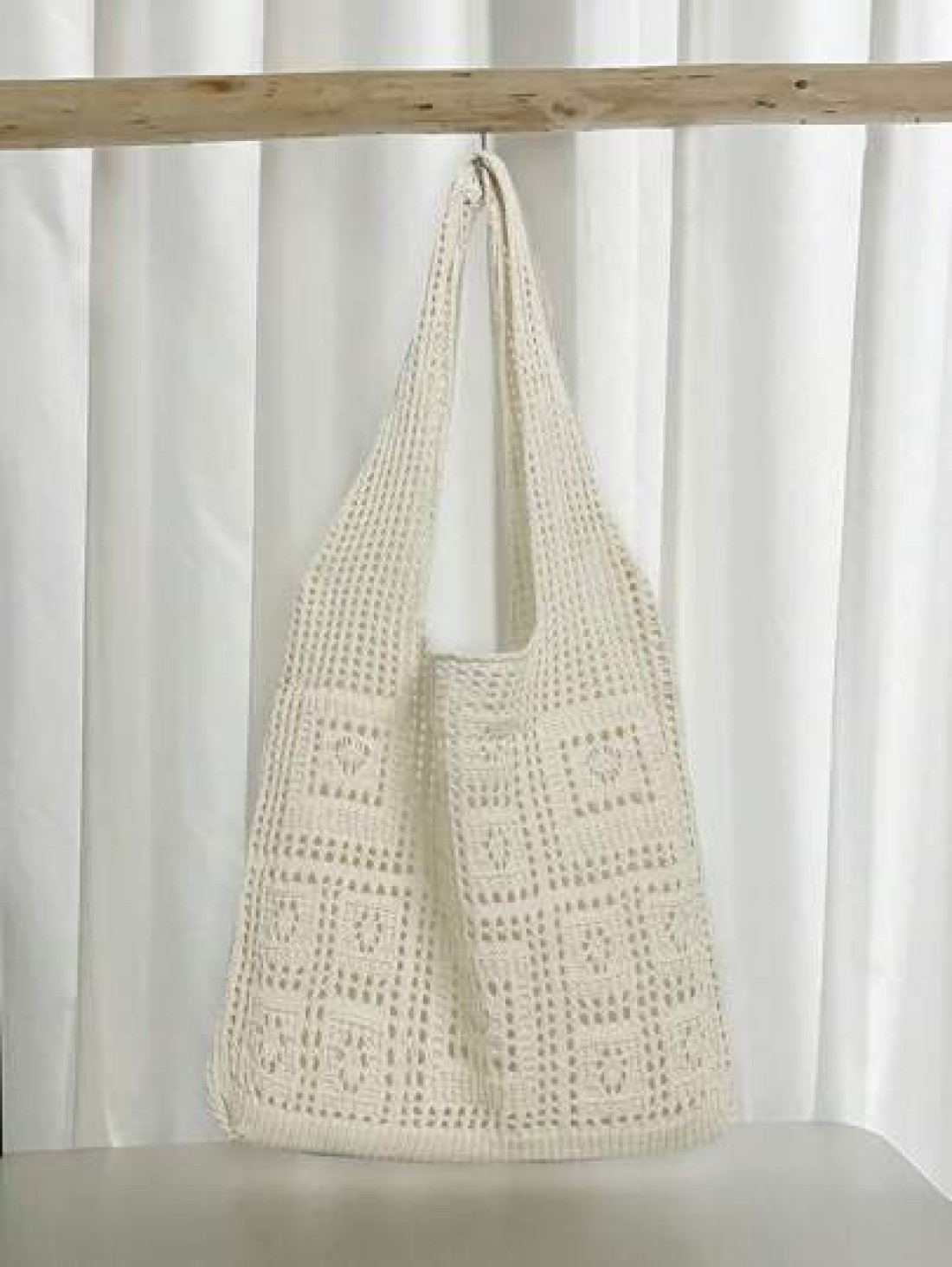 Minimalist Crochet Bag Hollow Out Design Vacation School Bag Large Capacity Portable For Teen Girls Women College Students White Collar Workers Perfect For Work Back To School Middle School High Schoo