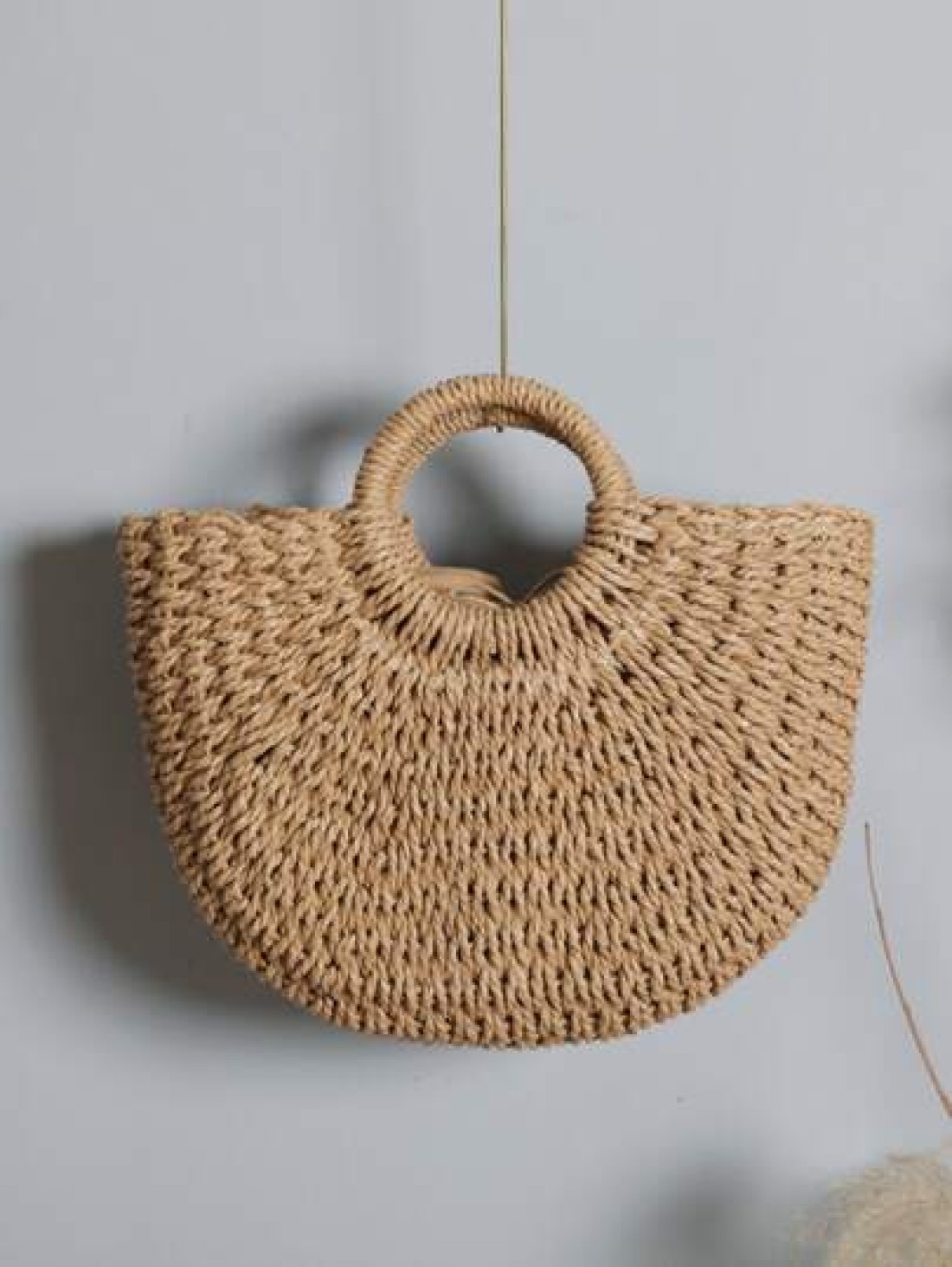 Braided Design Straw Bag Down To Earth Rattan Tote Bag School Bag Large Capacity Portable Classic Casual For Teen Girls Women College Students White Collar Workers Perfect For Work Back To School Midd