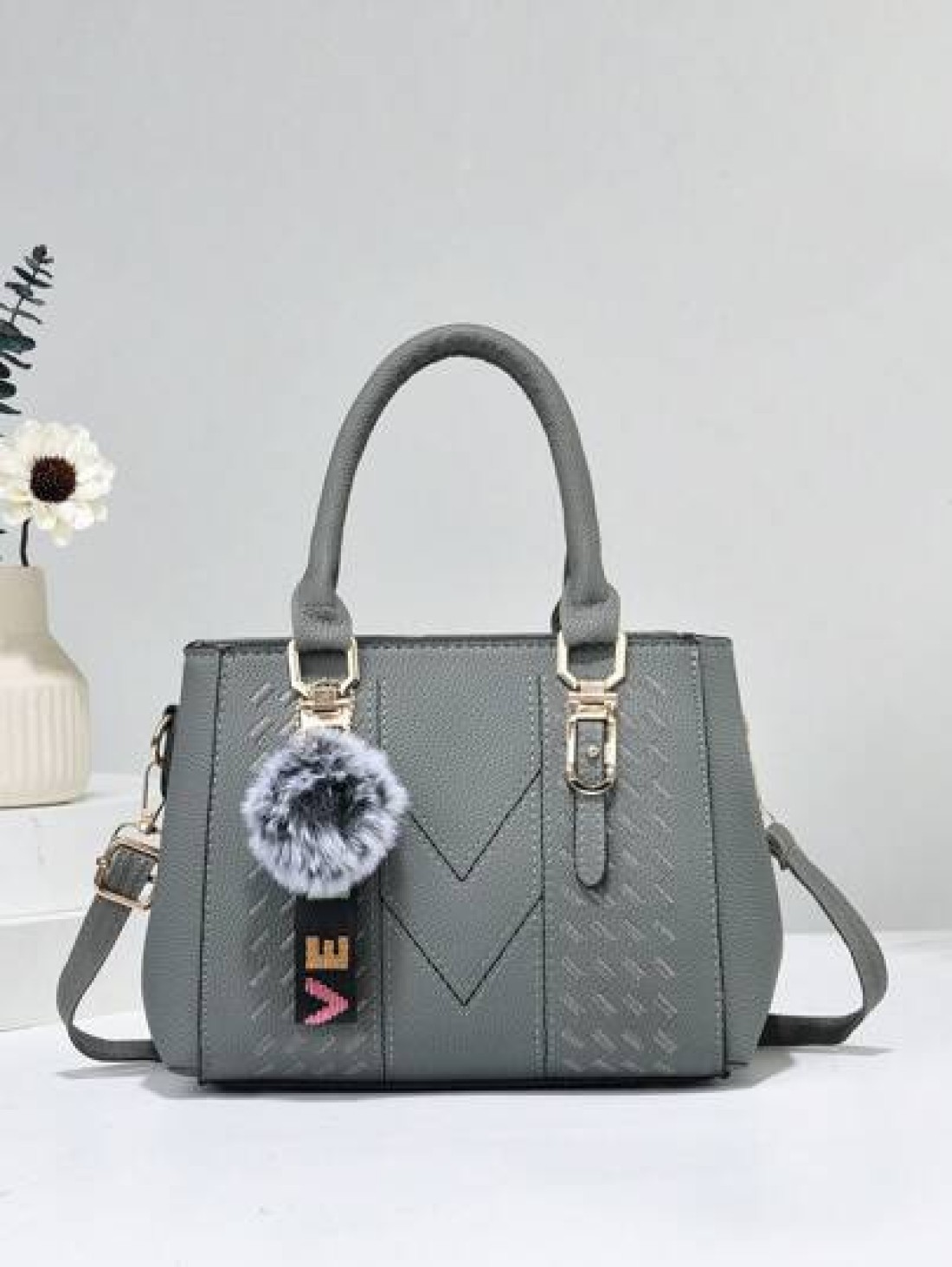 New Shoulder Handbag With Fur Ball Pendant Casual Style Mother s Day Gift For Mom Must Have For Mom Perfect For Office College Work Business Commuting Outdoor Travel Outing Best Mothers Day Gifts Ever