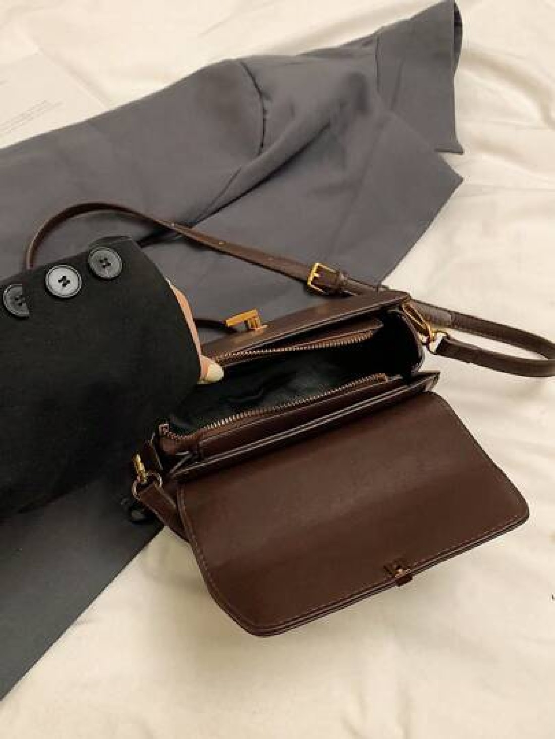 1pc Women Retro Suede Like Fashion Handbag PU Patchwork Shoulder Bag Small Square Daily Work Purse