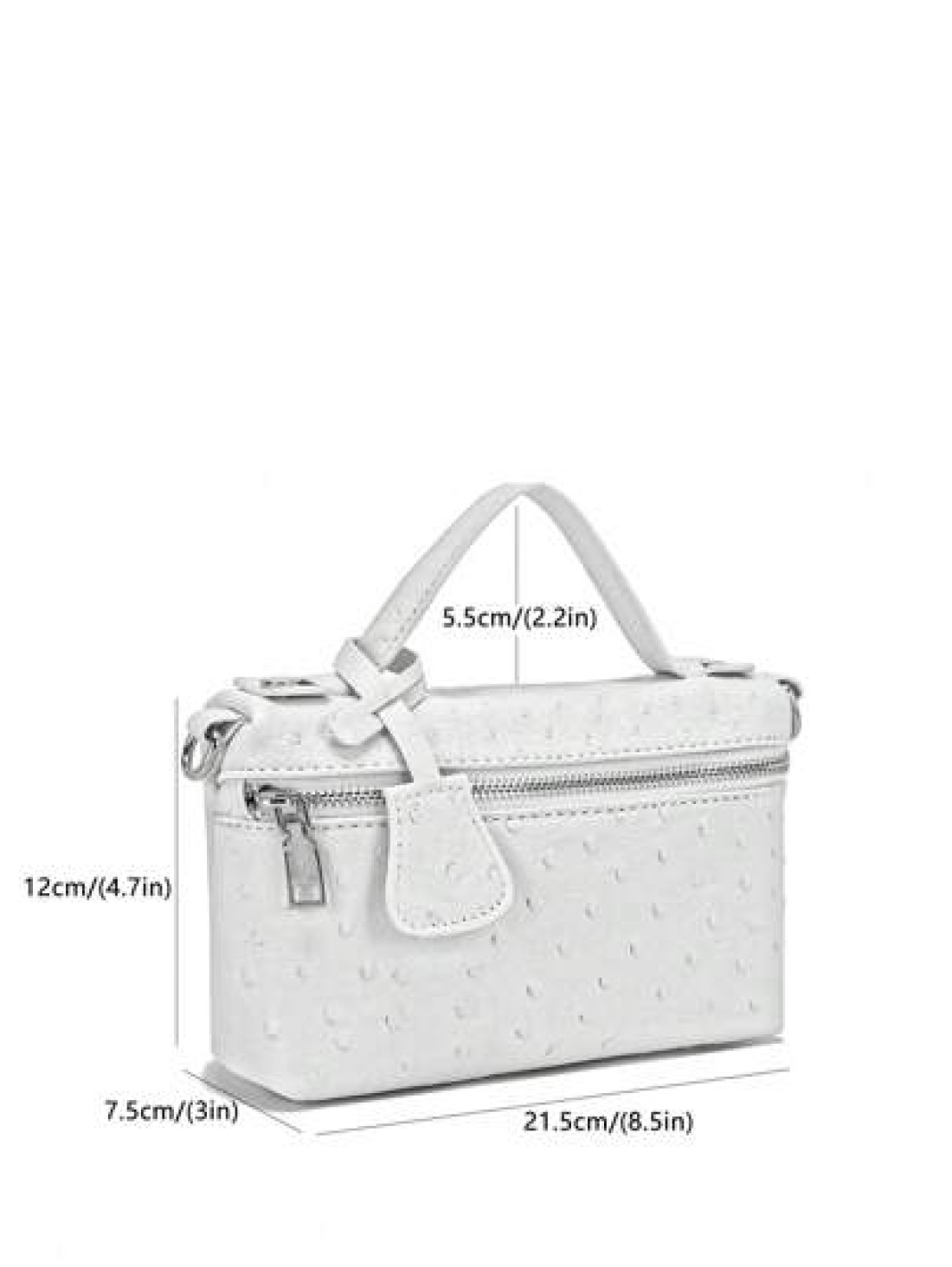 1pc PU Material Stone Ostrich Snake Skin Pattern Simple Elegant Women s Handbag Makeup Bag