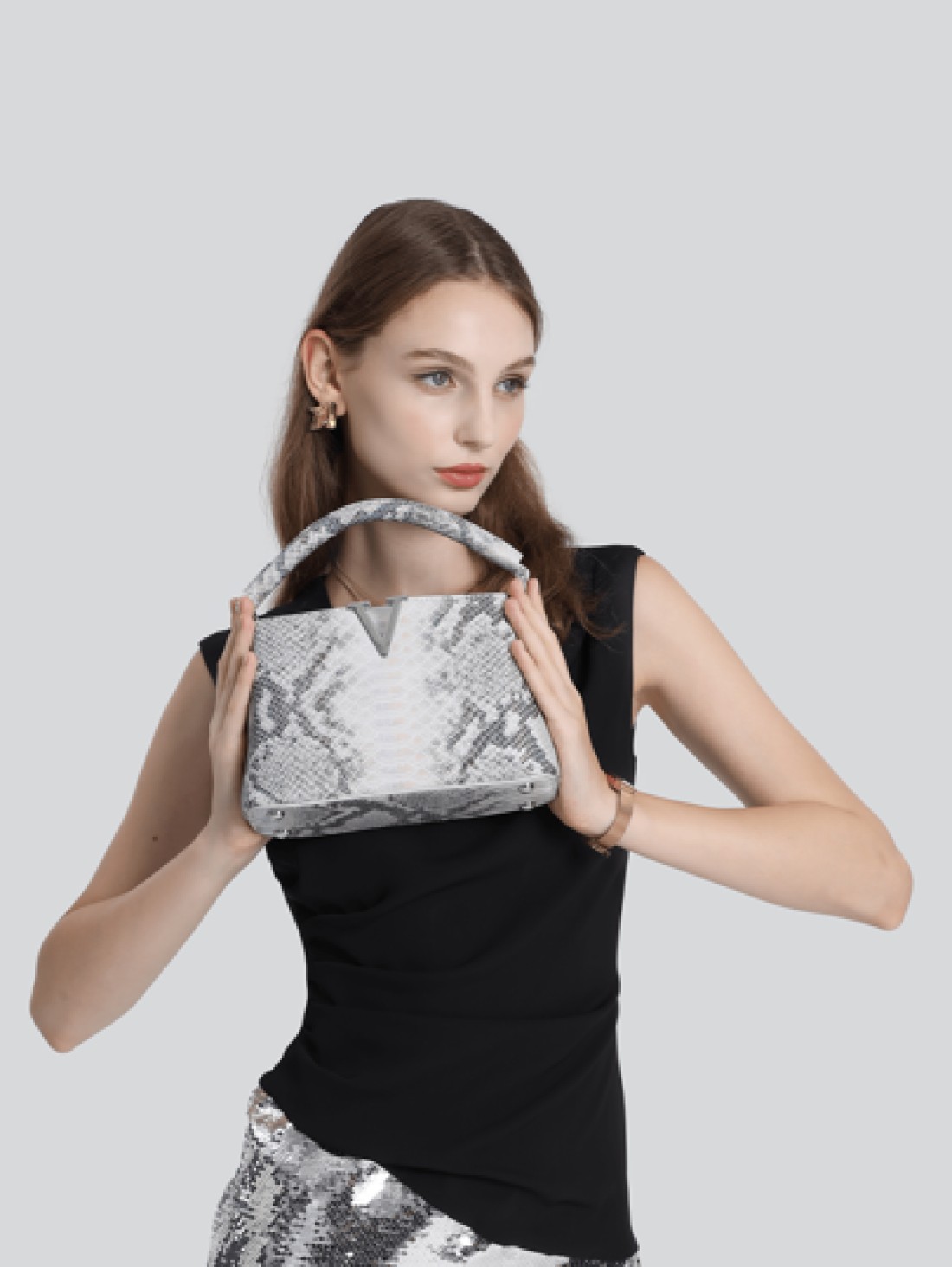 1pc Medium Size PU Leather Snake Pattern Handbag Adjustable Strap Suitable For Daily Use Or As Elegant Gift For Female Friends Sisters Mothers Bag For Women Elegant Luxury