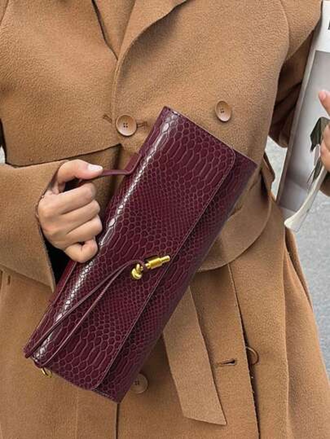 Burgundy Bag Cherry Red Envelope Wine Red Envelope Upscale New Handbag European And American Fashion Crocodile Flip Hand Organ Bag Dinner Bag Shoulder Bag Messenger Bag