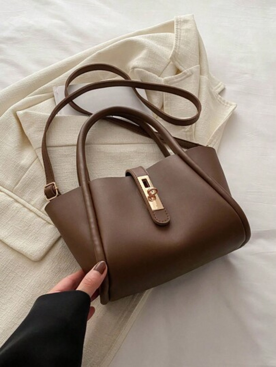Women s New Solid Color PU Fashion Mother Handbag Versatile Cross Body Bag With Small Coin Purse