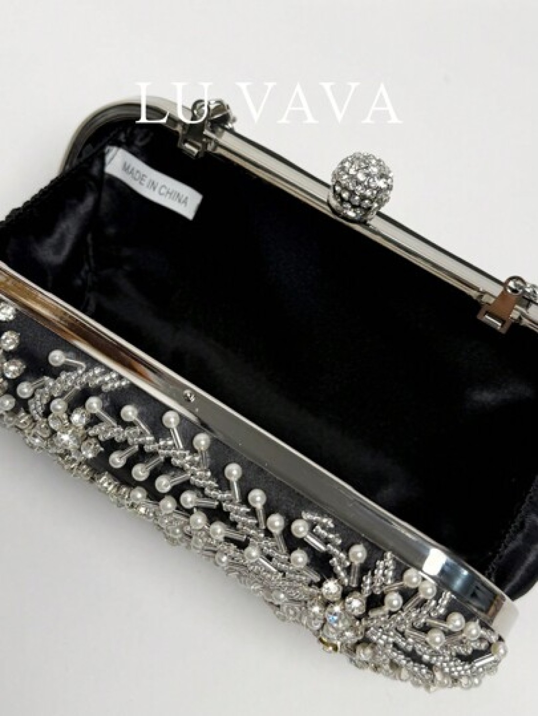 1pc Elegant And Romantic Black Solid Color Faux Pearl Beaded Evening Bag With Rhinestone Studded Heavy Duty Clutch BoxTready Bride Bag Perfect For Party Wedding Prom Dinner Banquet Matching With Weddi