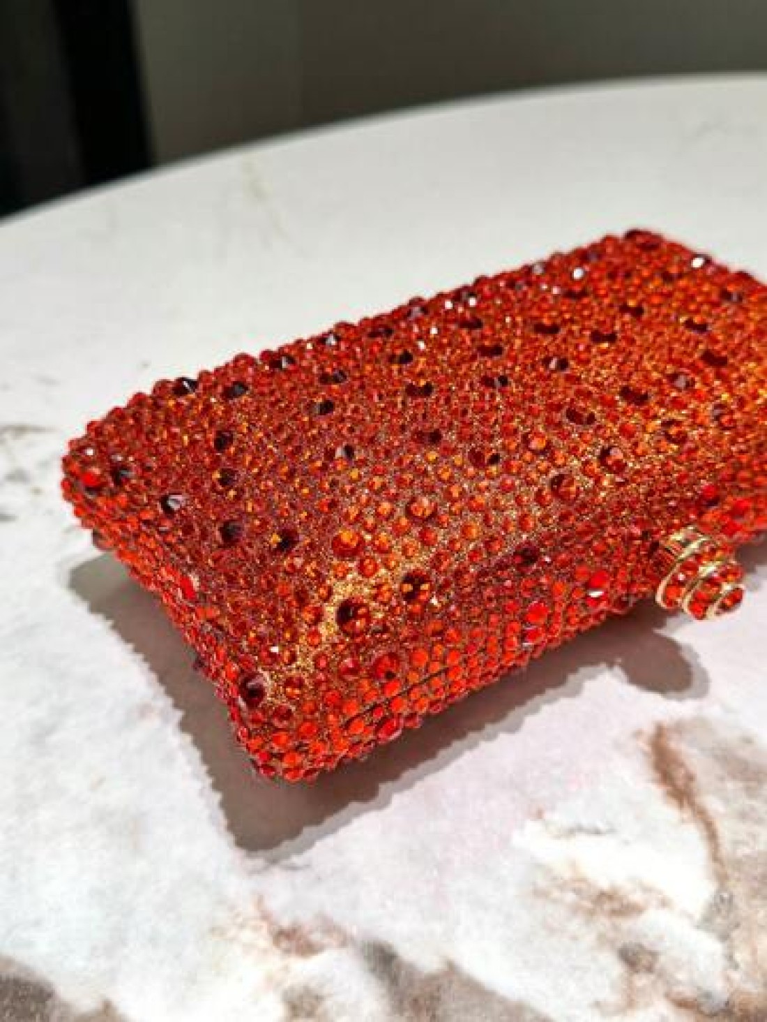One Orange Sparkling Double Sided Hot Drill Rhinestone Decoration Clutch Metal Crossbody Chain Fashionable Elegant Classic Evening Bag Suitable For Formal Dinners Parties Weddings Banquets Festivals A
