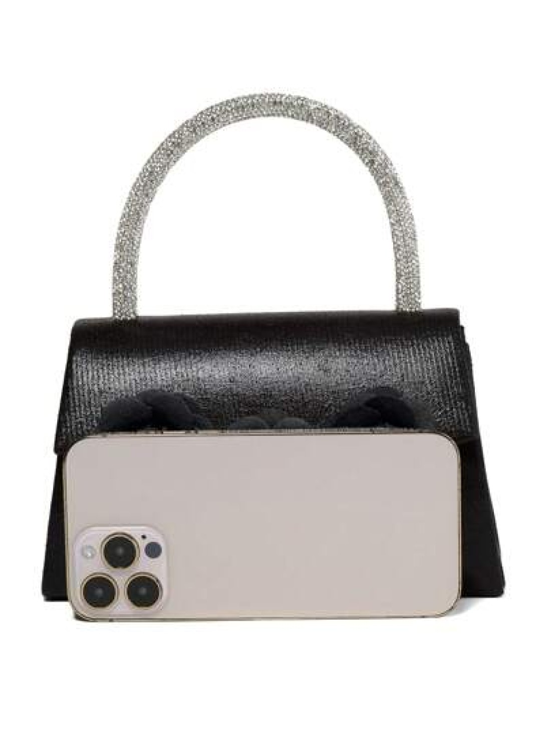 1pc Sparkling Evening Clutch Bag Meticulously Designed With Rhinestones On The Handle For Comfortable Grip Holds Essentials Like Phone Lipstick Powder Compact And Car Keys Suitable For Formal Occasion