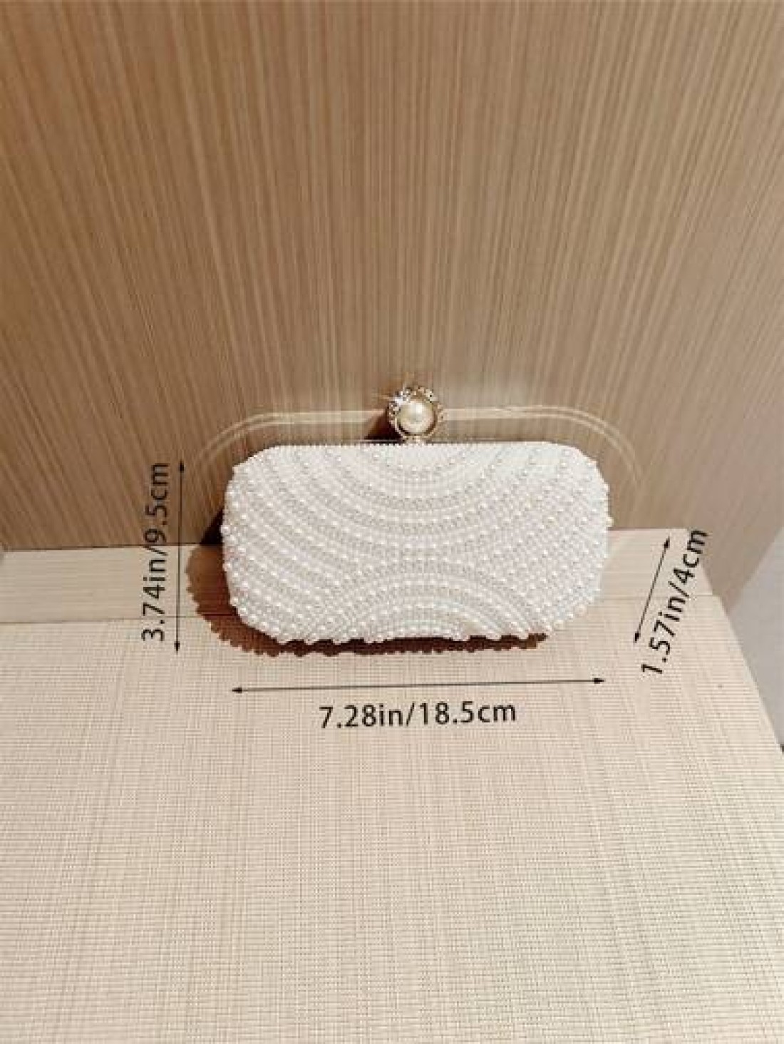 1pc Elegant Faux Pearl Box Shape Evening Clutch Bag White Romantic Wedding Party Purse Luxury Rhinestone Decor Evening Gown Bag Formal Party Crossbody Chain Bag Perfectly Matching With New Years Outfi