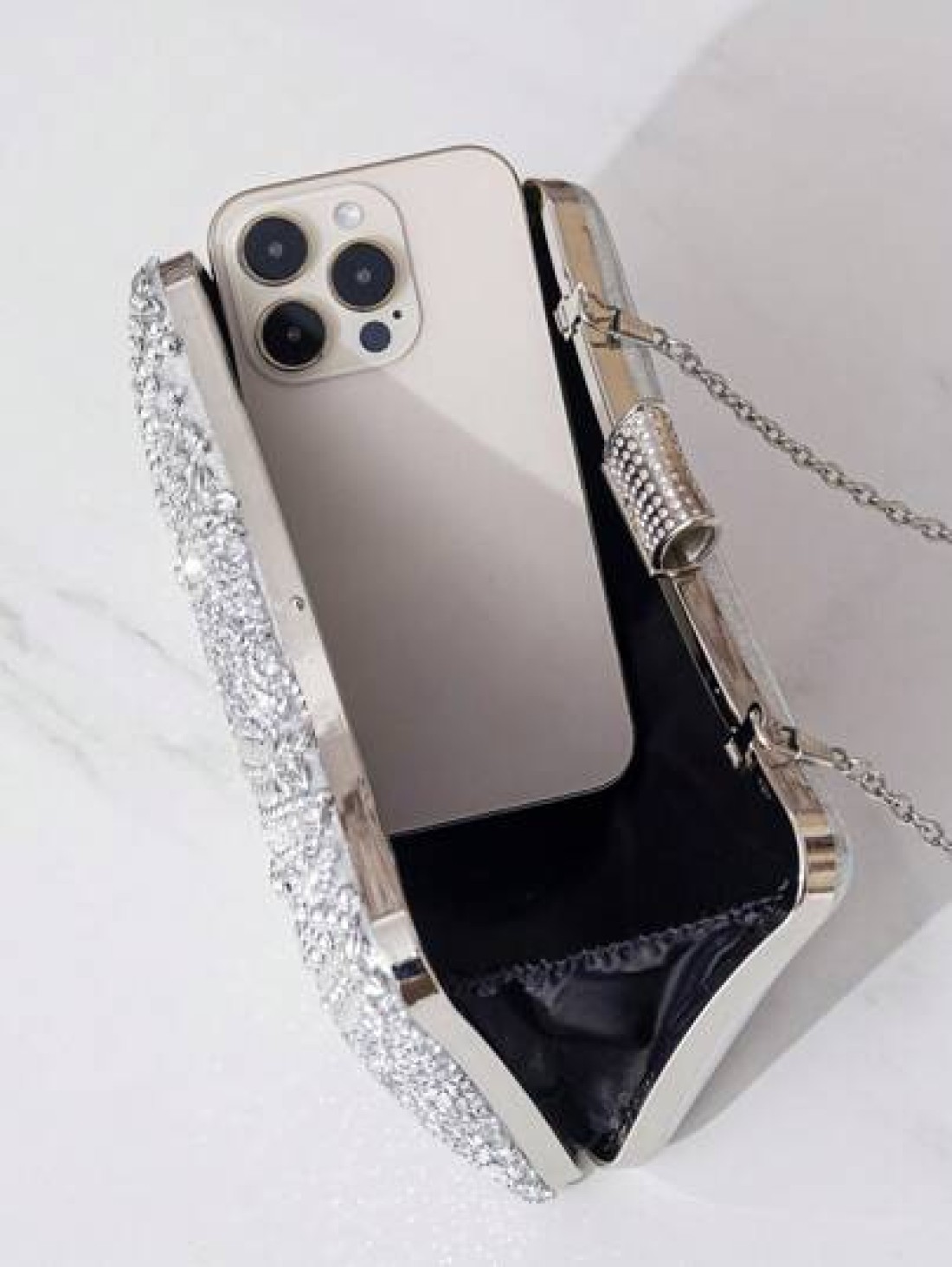 Rhinestone Embellished Evening Clutch Handbag Women s Shoulder Crossbody Chain Bag Square Mini Party Purse Glamorous Rhinestone Bag