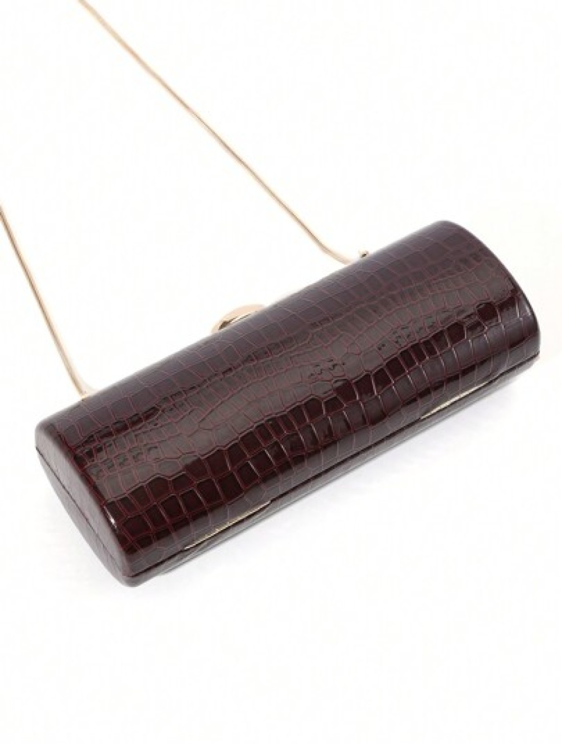Elegant Fashionable Wine Red Crocodile Pattern Solid Color PU Leather Clutch Box With Metal Chain For Women Suitable For Daily Outings Dates Banquets Galas Parties Autumn Winter