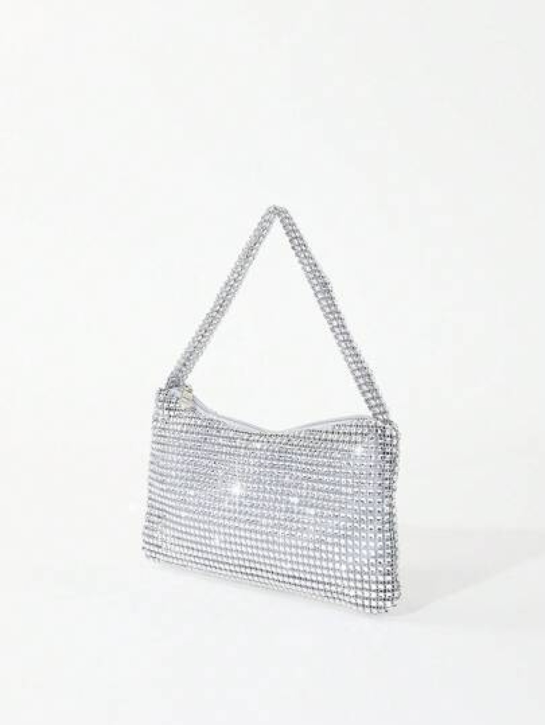 Silver Sparkly Faux Rhinestone Plastic Clutch Bag With Zipper Perfect For Parties Gatherings And Wedding Ceremonies Glamorous Rhinestone Bag