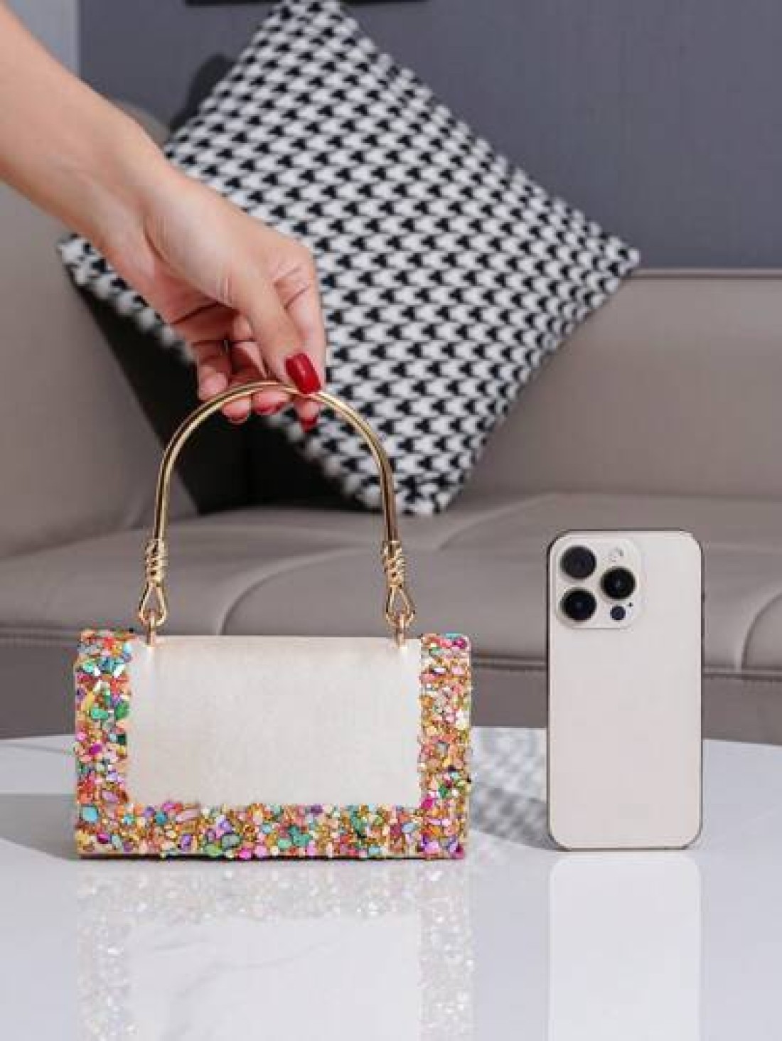 European American Style Elegant Party Clutch Bag With Rhinestone Decor Perfect For Formal Events Banquets Balls Weddings Fashion Versatile Women Handbag