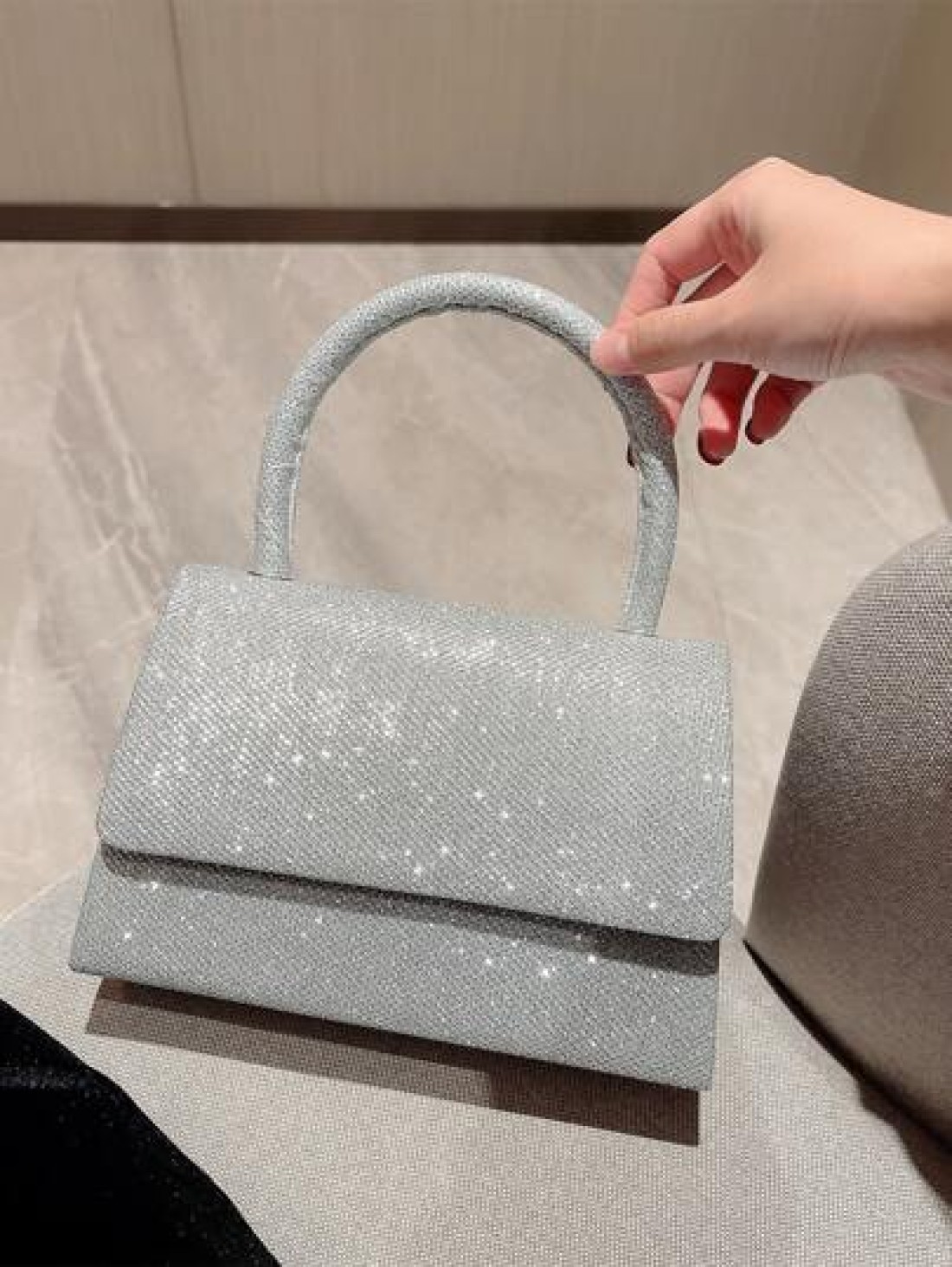 Moonlit EveBag Glamorous Elegant Exquisite Quiet Luxury Sequin Luxury Shiny Portable Glitter Flap Square Bag Mini Silver For Party Prom Evening Bag Dinner Bag For Party Girl Woman Bride Perfect For Pa