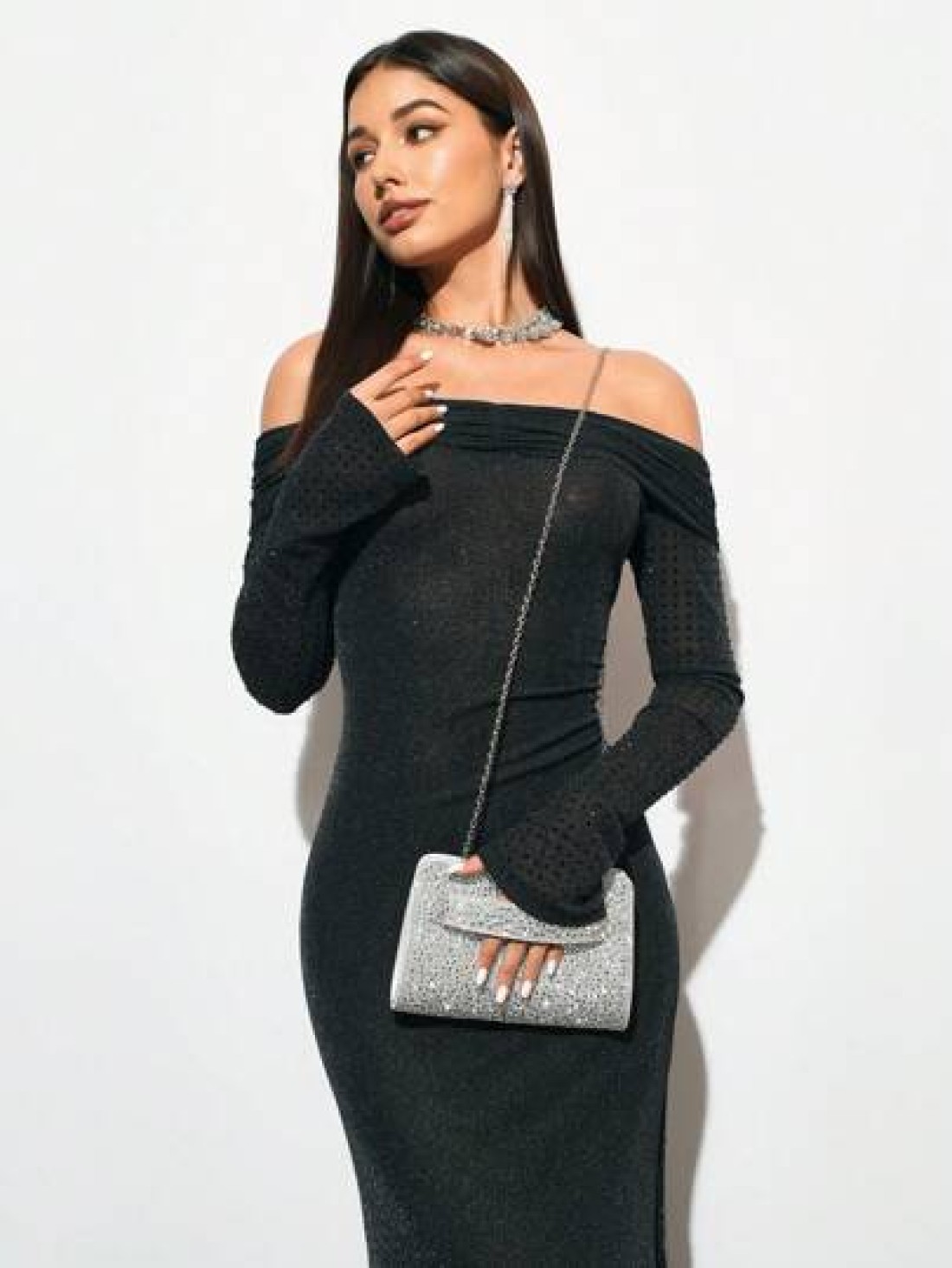 SHEIN BAE Women s Party Clutch Bag For Evening Party Club Holiday Christmas Versatile Sparkling Rhinestone Decor Multi Occasion Use Tready Party Bags Perfect For Party Wedding Prom Dinner Banquet Esse