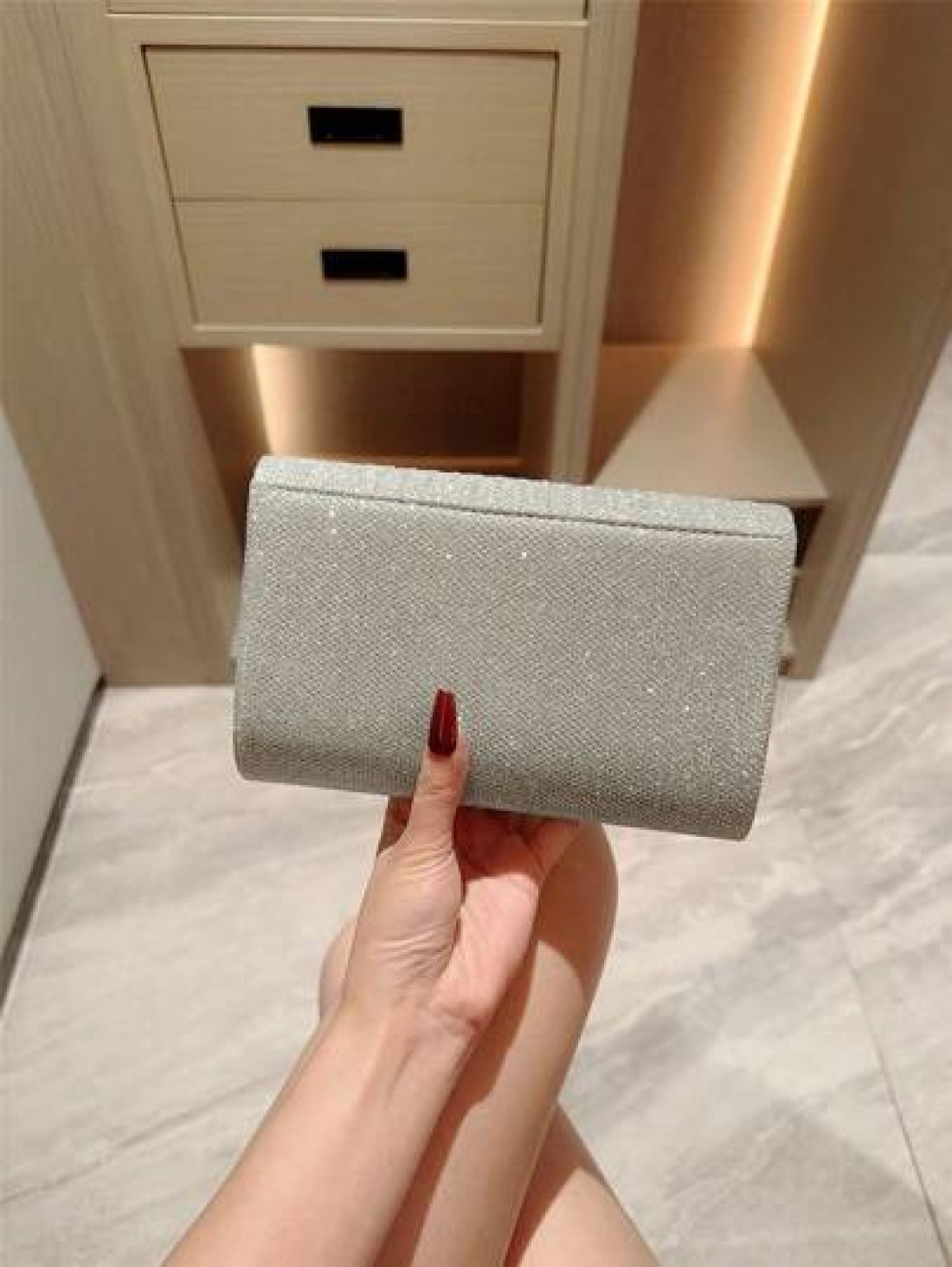 Mini Metallic Glitter Flap Box Bag Luxury Minimalist Clutch