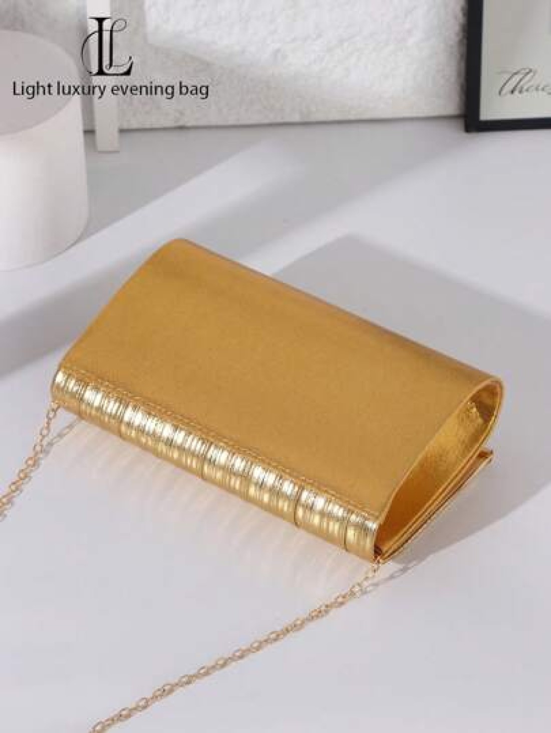 1pc Women s Fashionable Elegant Shiny Gold Pleated Evening Clutch Bag Decorated With Metallic Stripes Versatile Clutch Purse For Dignified Lady Suitable For Wedding Prom Nightclub Party Birthday Gift