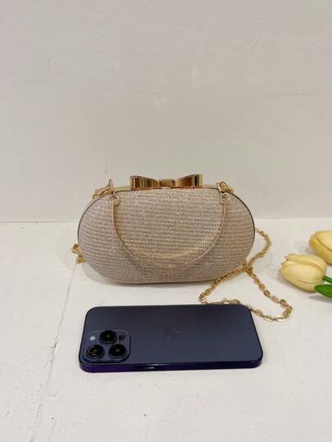 Elegant Fashionable Mini Evening Bag Shiny Clutch Purse Rhinestone Sparkly Evening Bag Metallic Chain Bridal Wedding Party Golden Bag Crossbody Handbag For Women Tready Party Bags Perfect For Party We