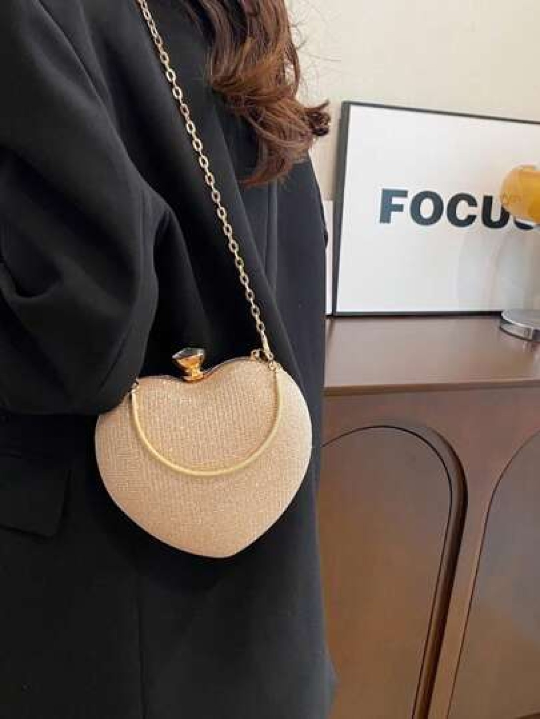 Luxury Handbags Clutch Purses Heart Shape Chain Women Ladies Evening Bags